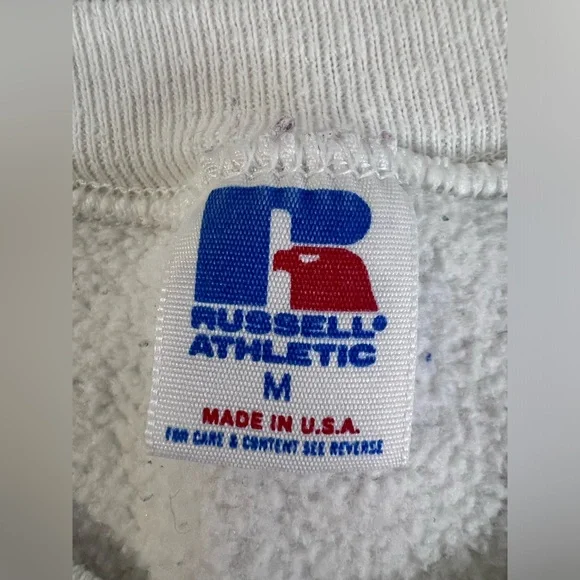 Vintage 80s Russell Athletic Delta Zeta White Sweatshirt Size Medium - Picture 4 of 10